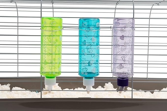 Lixit® Critter Bright Water Bottles for Hamsters, Rabbits, Chinchillas, Ferrets, Guinea Pigs and Other Small Animals - Made in USA (Blue (Pack of 2), 16 Ounce)