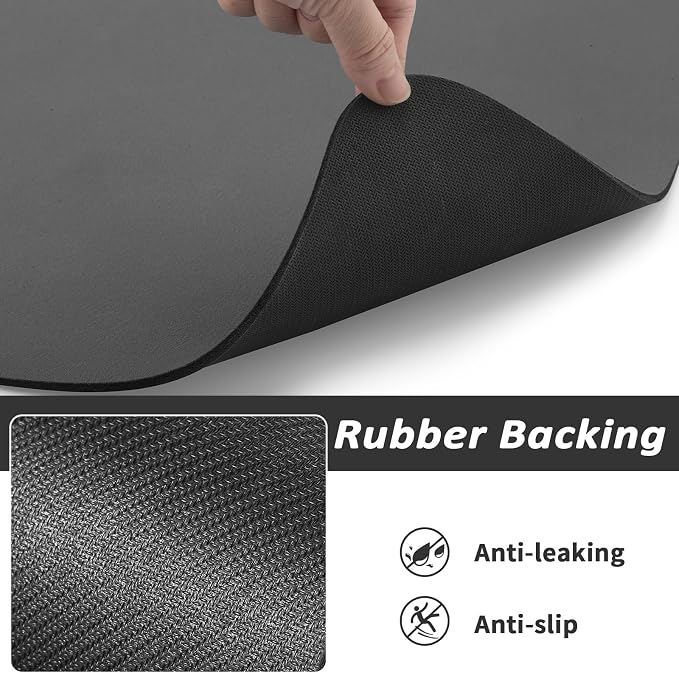 HotLive Dog Food Mat - Absorbent Cat Mat for Food and Water, No Stains Pet Feeding Bowl Mat, Easy to Clean Pet Placemats, Quick Dry Dog Water Dispenser Mat for Messy Drinkers | Dark Grey 18"x 28"
