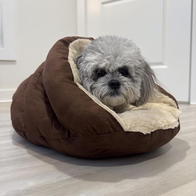 SPOT Sleep Zone Cuddle Cave Pet Bed | Soft, Plush Interior for Cats and Small Dog Breeds | Attractive and Durable Faux Suede Exterior | Machine Washable | Pet Safe