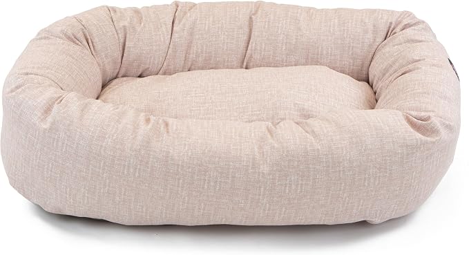 Majestic Pet Bagel Calming Dog Bed, 32 Inch Medium, Round, Washable, Pink | Cozy Soft Fluffy Donut Pet Bed with Spine Support for Head Rest – Anti-Anxiety Comfort for Puppies & Dogs, 32x23x7 Inches