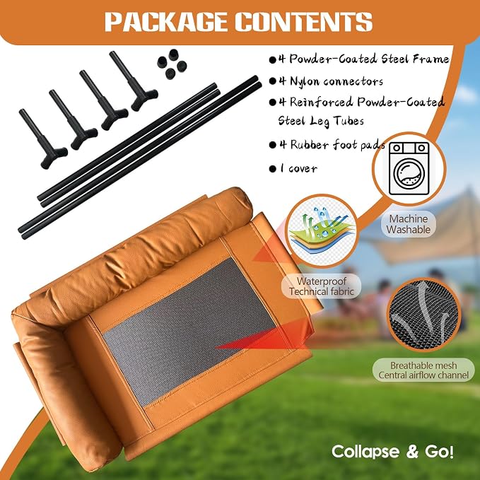 Small Elevated Dog Bed,Cooling Hammock with Soft Edge Pillow,Features Non-Slip Base Portable Pet Travel Cot,Indoor Outdoor Universal(23.62" L x 15.75" W x 5.91" H)