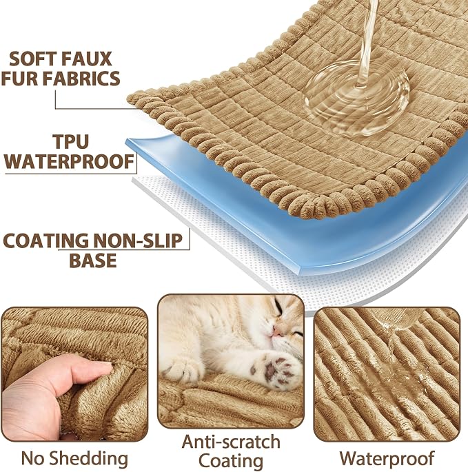 FUANGUI Waterproof Armrest Couch Cover for Dogs,27.6" x 27.9", Beige | Non-Slip Backrest Cover Recliner Chair Protector, Fuzz Soft Armchair Armrest Cover Washable Couch Covers Sofa Pet Friendly