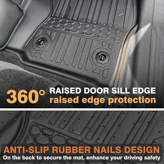 TripleAliners for Tacoma 2024 2025 2026 | Floor Mats First Row ONLY | for Double Cab & Access Cab All Weather Liners Compatible with 2024+ Toyota Tacoma Accessories (Fit Auto Trans), 2PC