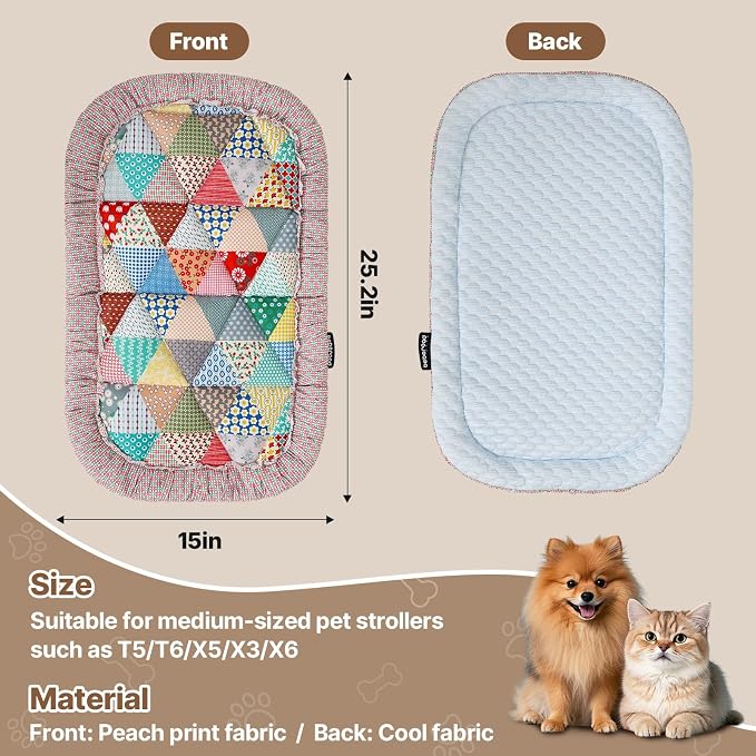 Beberoad Reversible Pet Stroller Mat - Double-Sided Cooling and Warming Mat, Washable Mat, Suitable for Cats and Medium-Sized Dogs, Use in All Seasons