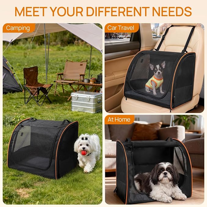 Dog Car Seat, Enclosed Carrier for Pets Travel Safety Dog Crate Soft-Sided Covered Car Kennel Carrier for Backseat for Medium Dogs (S)