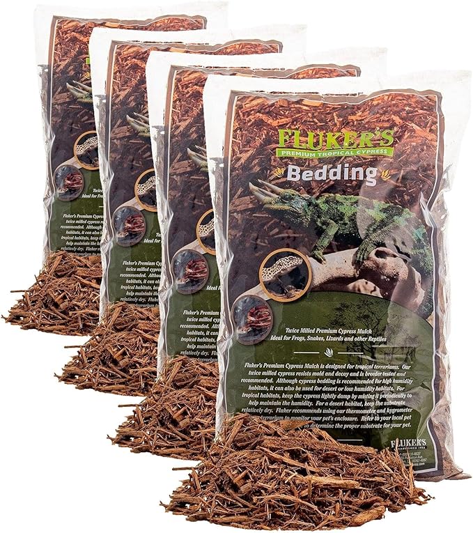 Fluker's Premium Tropical Cypress Bedding for Reptiles, 5 QT (Pack of 4)
