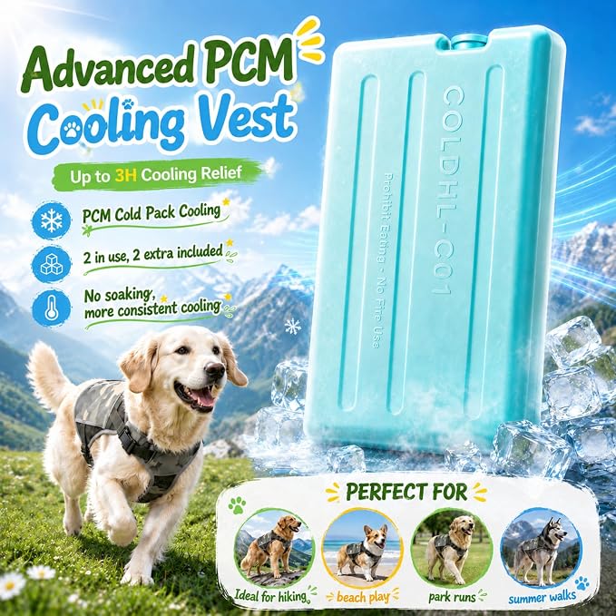 Dog Cooling Vest Harness UV Reflective Camouflage