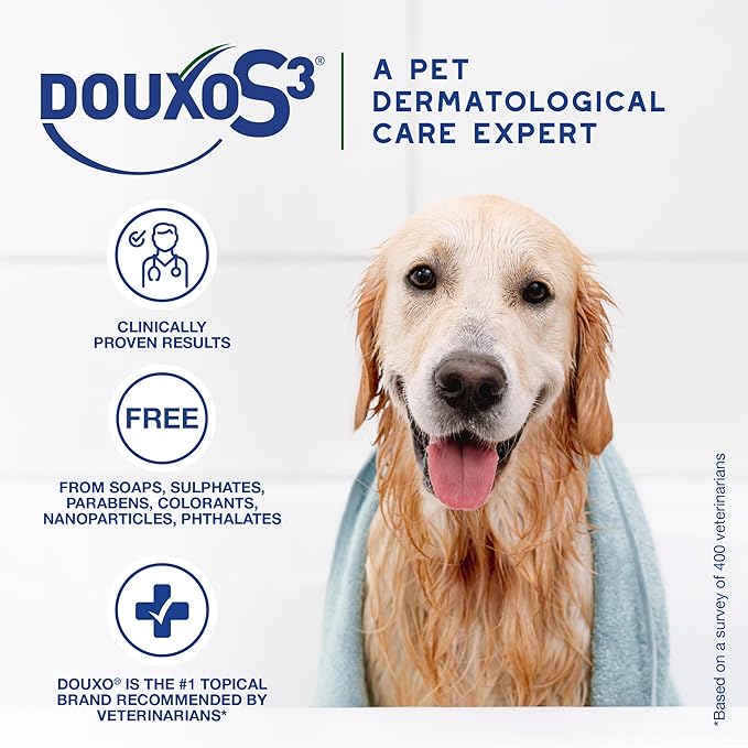 Douxo S3 Seb Shampoo, Contains 0.5% Ophytrium, Odor Control & Seboregulating, For Oily to Flaky Skin, Seborrhea, For Dogs and Cats, 16.9 fl. oz. (500mL)