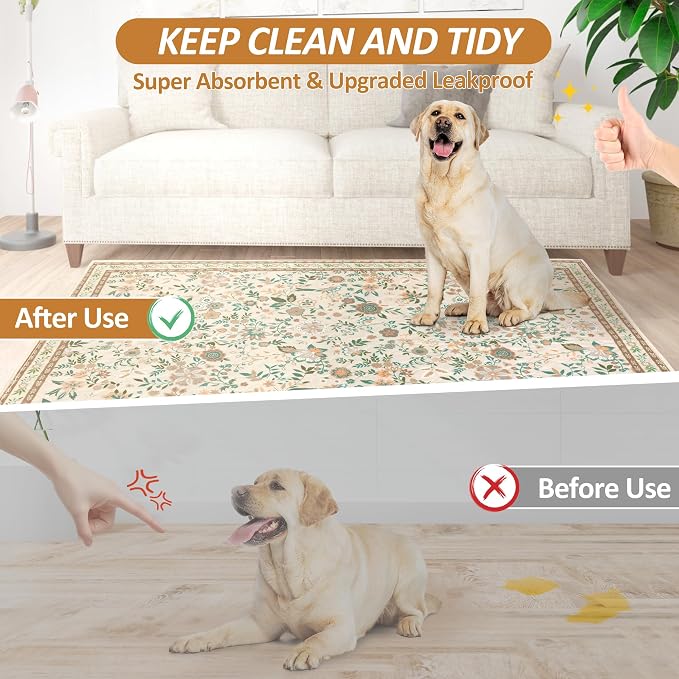 Washable Pee Pad for Dogs, 2 Pack Large Reusable Puppy Pads, 36"x48" | Super Absorbent, WaterProof & LeakProof, Non-Slip Bottom, Machine Washable, For Floors, Couches, Crates, Playpen, Cars