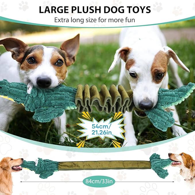 Drmstow Squeaky Dog Toys for Large Dogs, Cute Puppy Toys, Plush Stuffed Pet Dog Toys with Crinkle Paper, Interactive Tug of War Dog Toys to Keep Them Busy for Small Medium Big Dogs