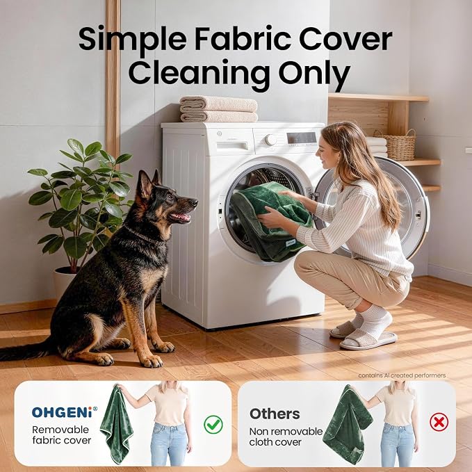 OhGeni Orthopedic Extra Large Dog Bed Couch, Memory Foam, 44-inch (Green) | Waterproof Pet Bed with Machine-Washable Removable Cover & Soft Comfortable Fabric