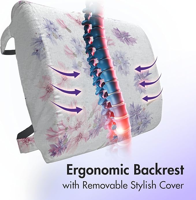 Ambesonne Watercolor Lumbar Back Support Pillow, Floral Pattern with Wedding Inspired Blossoming Nature Bridal Bouquet, High Density Foam for Office Chairs Car Seats, 14" x 13", Lavender Lilac