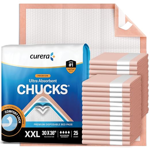 Chucks® Premium Disposable Underpads - 30x36 [25-Pack] Bed Pads | Ultra Thick Super Absorbent Chux Incontinence Disposable Adult with Adhesive Tape, Leak-Proof Pee Pads XX-Large