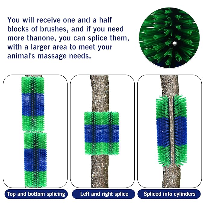 4PCS Livestock Scratching Brush Goat Scratching Tool Post Massage Grooming Brush with 8 Screws for Animals Back Scratcher Itch Brushes for Cattle, Sheep, Horses, Pigs,Cow(4, Green)