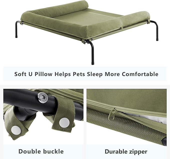 Cooling Elevated Dog Bed, Outdoor Raised Dog Beds, Medium Dogs Cot | Waterproof,W/Breathable Mesh, Pet Cot W/Portable Removable Bolster