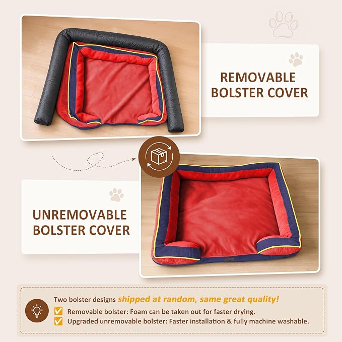 Comfort Expression Orthopedic Dog Beds for Large Sized Dog with Bolster | Waterproof Dog Couch Bed with Washable Cover & Non-Slip Bottom, Supportive Egg Crate Foam Large Pet Bed, 36x27 Inch