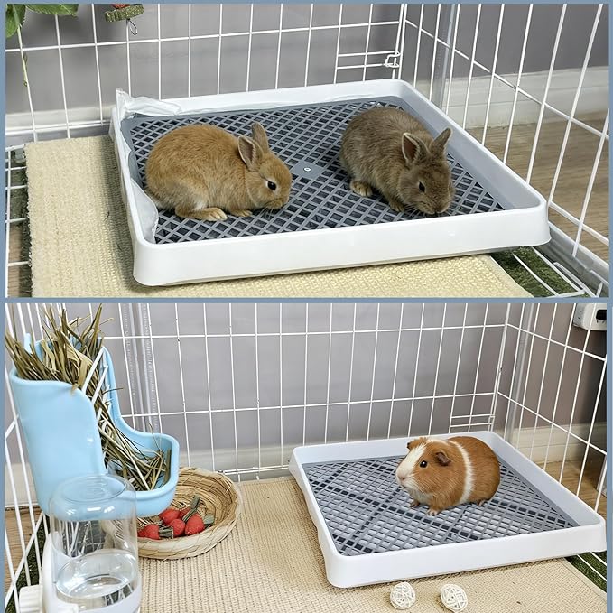 kathson Rabbit Litter Box, Bunny Potty Trainer Tray Guinea Pig Litter Box with Grid, Small Animal Toilet for Bunny Guinea Pigs Ferret Chinchilla Cats
