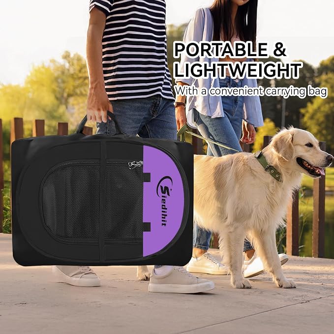 Siedihit Large Dog Playpen, Puppy Pet Playpen Indoor, Dogs Tent Crates Cage | Indoor/Outdoor, Portable Pop Up Dog Kennel Playpen with Carrying Case for Dogs/Cats/Rabbits, Purple