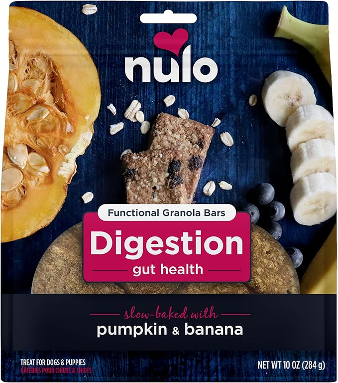 Nulo Functional Granola Bars, Healthy Dog Treats, Oven Baked, Made with Prebiotics and Probiotics, Contains No Added Salt, Sugar, or Molasses, 10 Ounce Bag