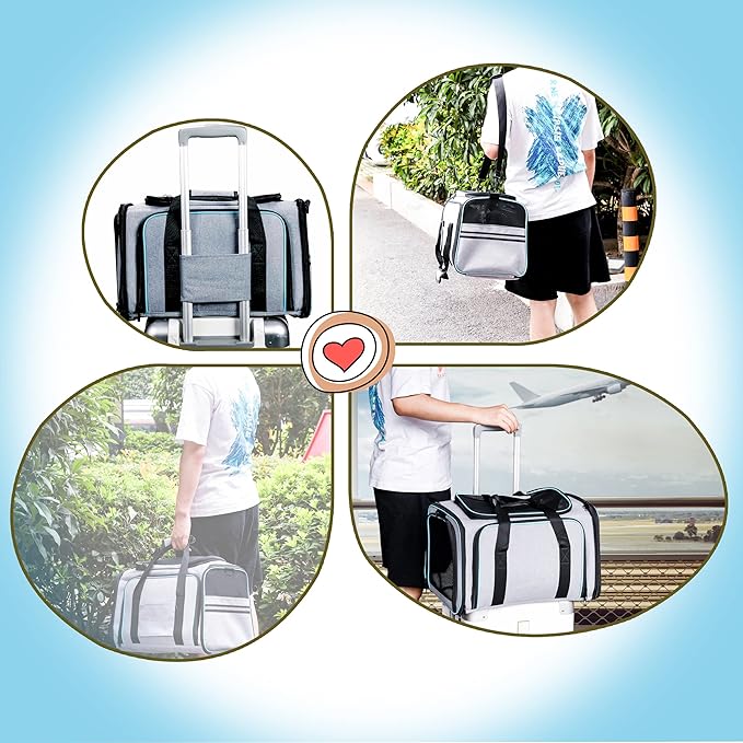 Cat Dog Carrier - Airline Approved Expandable Soft-Sided Pet Carrier with Removable Fleece Pad and Pockets, for Cats/Puppy and Small Animals Large(2 side expandable) | 2 Side Expandable, Removable Fleece Pad, Pockets, For Cats/Puppy Small Animals