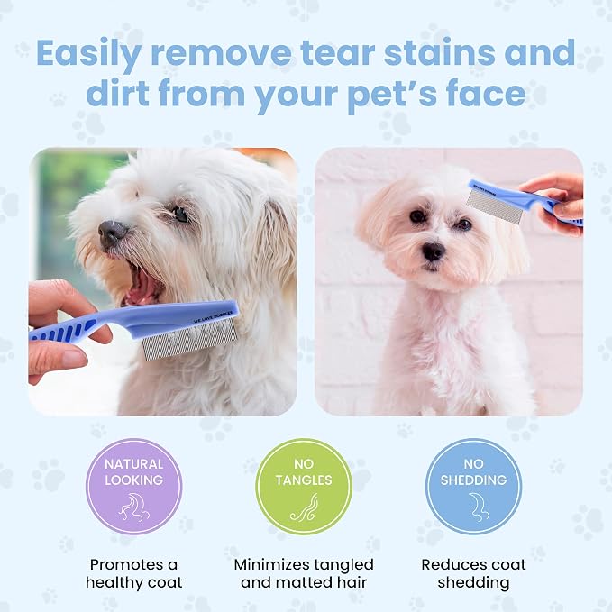We Love Doodles Large Dog Face Grooming Comb & Large Slicker Brush Bundle