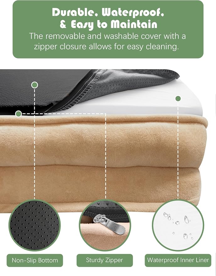 Spotted Play Orthopedic Dog Bed with Sides - Sofa Beds for Medium Dogs, Supportive Foam Pet Couch Bed with Washable Removable Cover, Waterproof Lining and Non-Slip Bottom, Brown - M