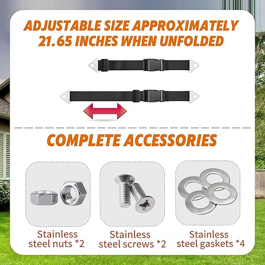 2 PCS Adjustable Dual-Claw Trash Can Lock Strap - Bear/Raccoon/Dog Proof, Anti-Rust Metal Buckle, One-Hand Release (Deep Black)