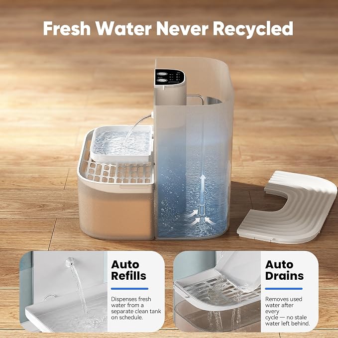 CZPET 4.5L Wireless Cat Water Fountain No Filters | Wastewater Separation, Rechargeable, Ultra Quiet, Automatic Pet Water Fountain for Cats & Small Dogs