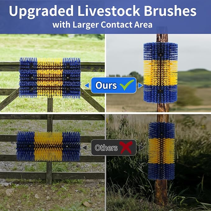 Livestock Scratching Brush, Upgraded Large Cattle Scratcher with 6 Screws, Horse Brushes for Grooming, Relieve Itching on the Back of Livestock, Cattle Supplies for Horse, Goat, Cow, Pig (XL Brush)