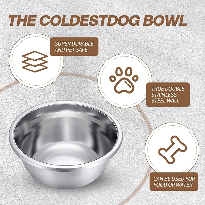 6 Pcs 8 Cup Metal Dog Bowls Stainless Steel Thickened Food Bowls Travel Kennel Food and Water Dish for Medium Large Size Dogs Cats, 64 Oz, Dishwasher Safe