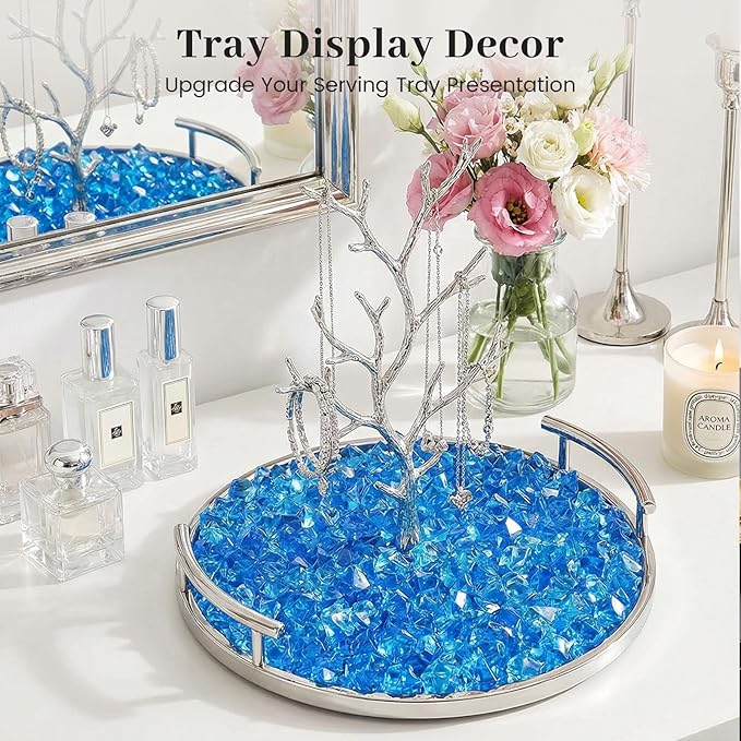 DomeStar Navy Blue Fake Ice Rocks, 150PCS Acrylic Gems Crystals Plastic Diamonds Centerpiece for Vase Fillers DIY Craft Wedding Party Table Scatter Aquarium Tank Cobalt Blue Decorations