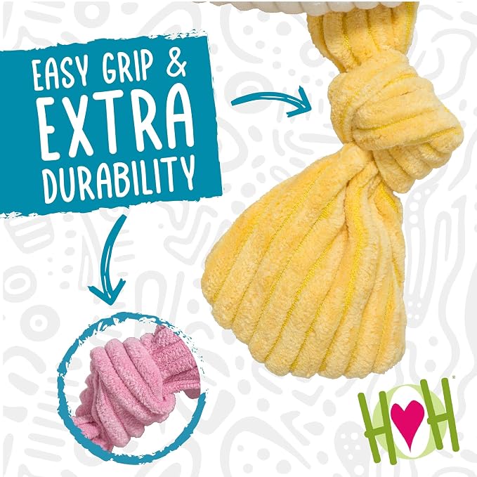 HuggleHounds Knottie Plush Dog Toy - Dog Stuffed Animal Toy, Squeaky Puppy Toys, for Small & Medium Dogs, Durable Plush to Keep Them Busy - Wee Knotties Variety Pack (6 Count)