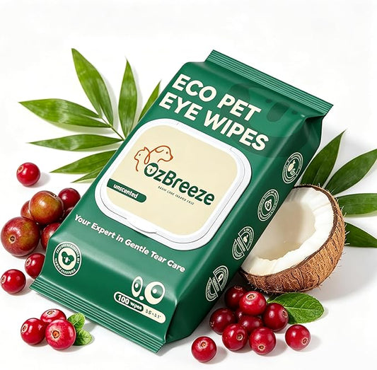 Eye Wipes for Dogs & Cats, Gently Remove Tear Stains, Debris & Discharge, Hypoallergenic Pet Eye Cleaner for Eyes, Wrinkles & Face, Unscented with Natural Coconut Oil & Provitamin B5, 100ct