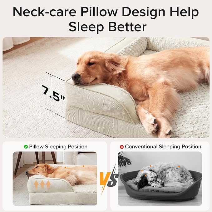 Jumbo Orthopedic Dog Bed for Extra Large Dogs, Waterproof, Egg-Crate Foam Dog Couch Bed with Washable Removable Cover, Waterproof Lining and Nonskid Bottom