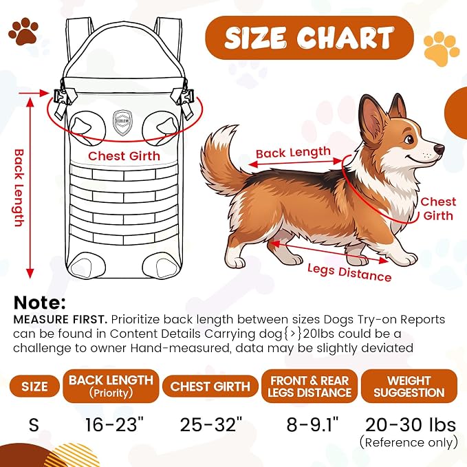 Dog Carrier Tactical Backpack for Medium Large 26-40lbs, Dog Soft Hands-Free Legs Out Pet Cat Front Carrier Backpack Facing Travel Bag for Outdoor Traveling Hiking Camping Bike(Black)