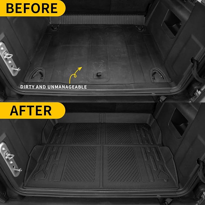 Cargo Mat Compatible with 2021 2022 2023 2024 2025 2026 Ford Bronco Trunk Mat All-Weather TPE Rear Trunk Tray Cargo Liner for Ford Bronco Accessories 4 Doors (Not Compatible with Bronco Sport)