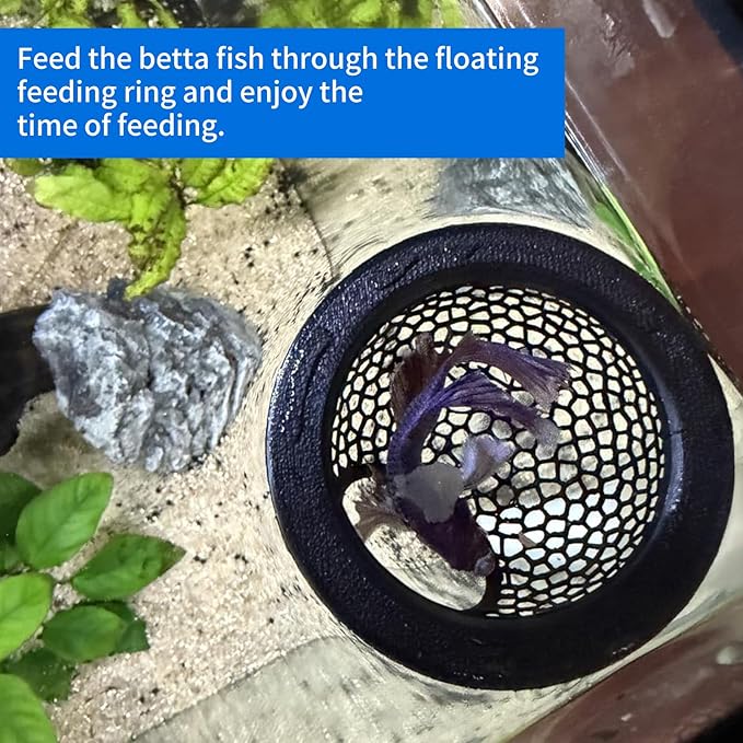 2 PCS Betta Hammock,Bett a Bed, Floating Betta Fish Hammock, 3D Printed Aquarium Decor, Betta Fish Feeder, Safe Resting Spot for Betta, Shrimp and Small Fish (Black)