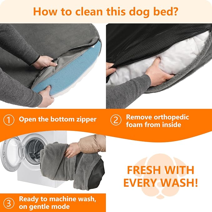 Human Dog Bed for Adult, Orthopedic Gel Memory Foam, 71"x47"x9" | Human Dog Bed Fits Adult & Pets, Reversible Egg-Crate Foam Cushion, Washable Pet Bed with Blanket, Cement Grey