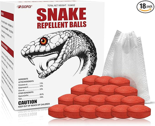 Snake Repellent Balls for Yard - Powerful Outdoor Protection | Pet & Child Safe | Natural Snake Deterrent for Home, Garden, Camping | Targets Copperhead & Rattlesnakes (18, 1 Count (Pack of 18))