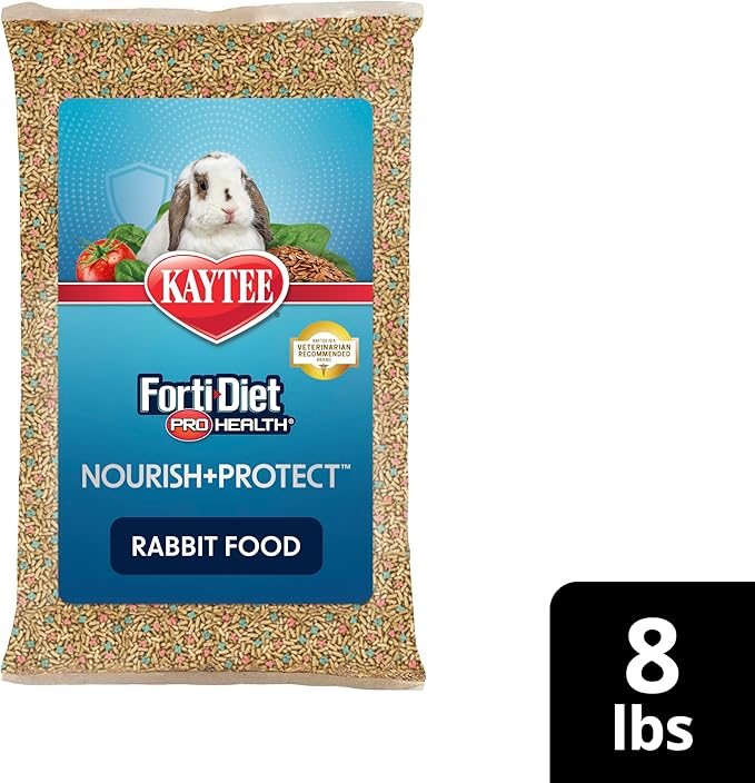 Kaytee Forti-Diet Pro Health Nourish+Protect Adult Rabbit Food, Comprehensive Nutrition Backed by Science, Digestive Health, Immune Support, 8 pounds