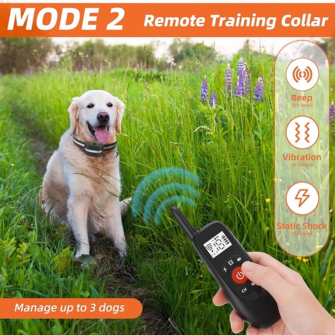 2-in-1 GPS Wireless Dog Fence & Remote Training Collar, Portable Pet Containment System, Electric Dog Fence, Beep/Vibration/Shock Correction Mode, for Dogs Over 18 Lbs