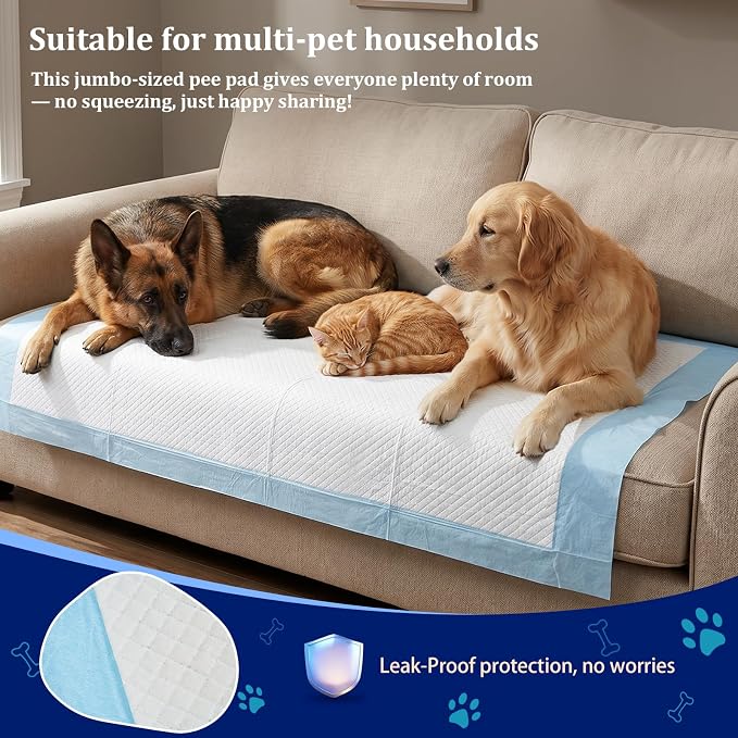 Ownpets XXXXL Dog Pee Pads 47x31 in, 6-Layer Leak-Proof for Large Pets | 20 Count, Quick-Dry, for Puppies Cats Rabbits, Extra Large Training Pads