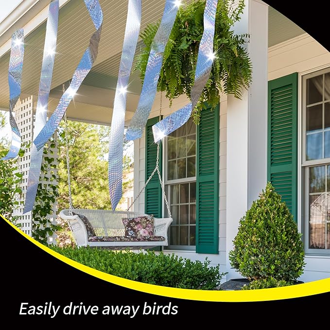 Bird Scare Tapes 350FT*2 Reflective Flash Tape for Birds, Bird Scare Device Double Side Ribbon Scare Birds Away for House, Garden, Yard, Orchard, Patio, Outdoor