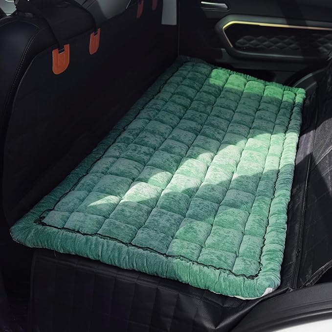 Dog Bed for Car Back Seat, Non-Slip Backseat Pet Mat for Trucks & SUVs | Plaid Flannel, Quilted PP Cotton Filling, Non-Slip Backing, Machine Washable, Fits Backseat Extenders, Trucks & SUVs