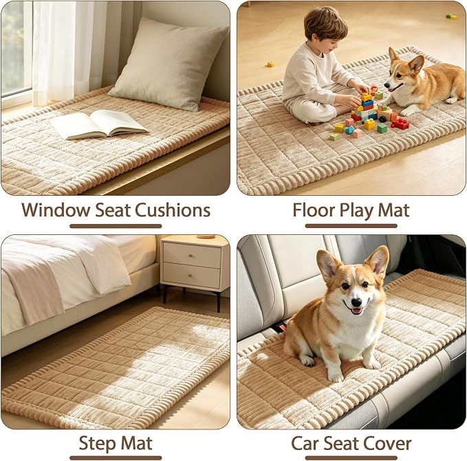 FUANGUI Waterproof Couch Cover Sofa Cover for Dogs and Pets Sofa Protector | Non-Slip Washable Fuzzy Soft Cat Bed Sofa Slipcover for 2-3 Cushion Couch Sofa Pet Friendly, Khaki, 27.6" x 82.7", 1 pcs