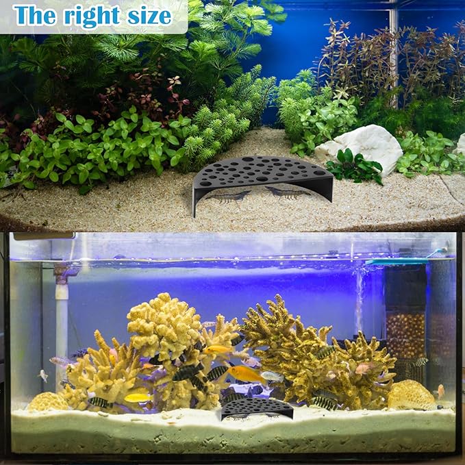 2Pcs Black Shrimp Cave Ornaments, Good Size Half Moon Shrimp House Decor, Fish Hiding Tools Supplies, Accessories Decor Supplies Can Be Used in Aquariums