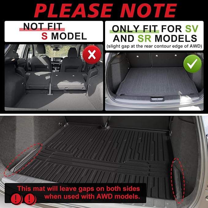 TripleAliners Trunk Mat All Weather Liners Compatible with 2025 2026 Nissan Kicks Interior Accessories Custom Fit Anti-Slip TPE Full Coverage Protection Rear Trunk Floor Mat (SV SR Trim Level ONLY)