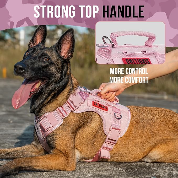 OneTigris No-Pull Easy Control Dog Harness Reflective Vest for Large Dogs | Military-grade 1000D Nylon Tactical Vest, Adjustable Dog Harness with Hook & Loop Panels for Walking, Hiking, Training