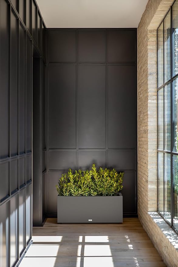 Veradek Block Series Long Box Planter, Large Rectangular | Indoor or Outdoor Use, Durable All-Weather, Drainage Holes, Modern Décor, For Tall Plants, Flowers or Shrubs