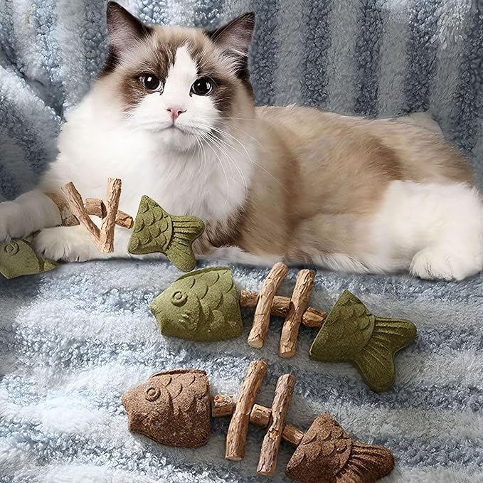 Purrident - Fix Cat Dental Health - Natural Dental Chew for Cats, Fishbone Shape Cat Teething Toy with Catnip, Durable Feline Tooth Care Tool for Indoor & Adult Cats (3CPS-C)